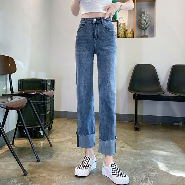 Rolled Cropped Loose Jeans Notica Roll-Up Straight Leg Cropped