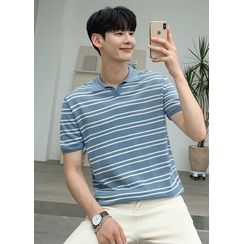 JOGUNSHOP - Collared Striped Knit Top JOGUNSHOP - Collared Striped Knit Top
