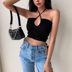 LIVIE - Cut-Out Cropped Halter Top