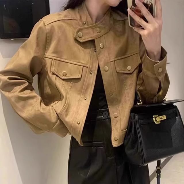 Cossita-Plain Button Jacket