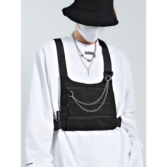 SUNMAN-Plain Chest Rig Belt Bag Chain
