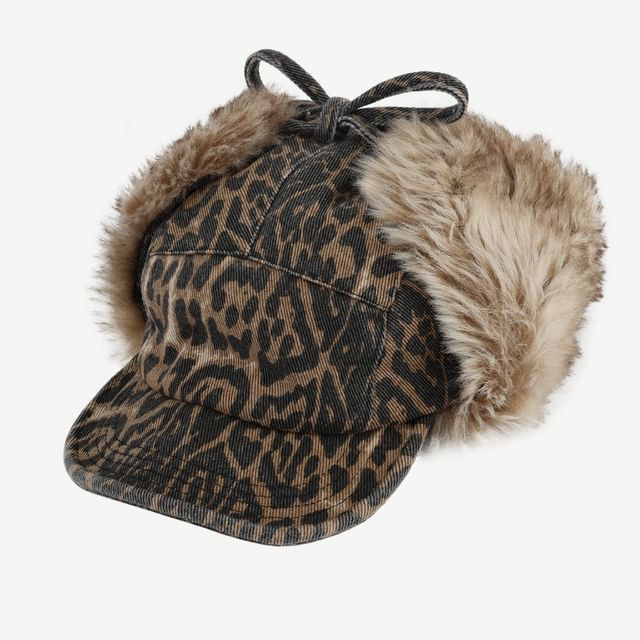 Sparktage-Leopard Print Fleece Cap