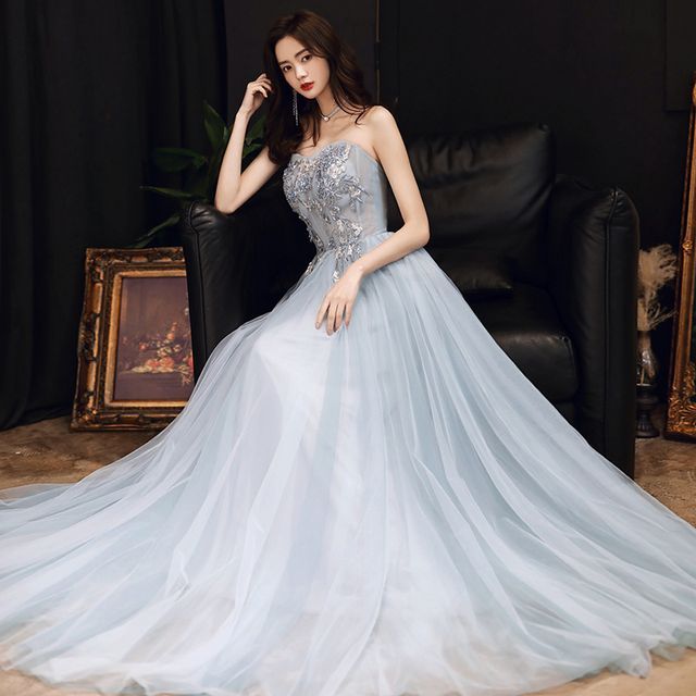 DreesHouse-Strapless Sequined A-Line Evening Gown