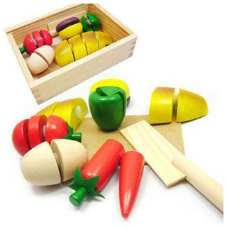 wooden fruit cutting toy