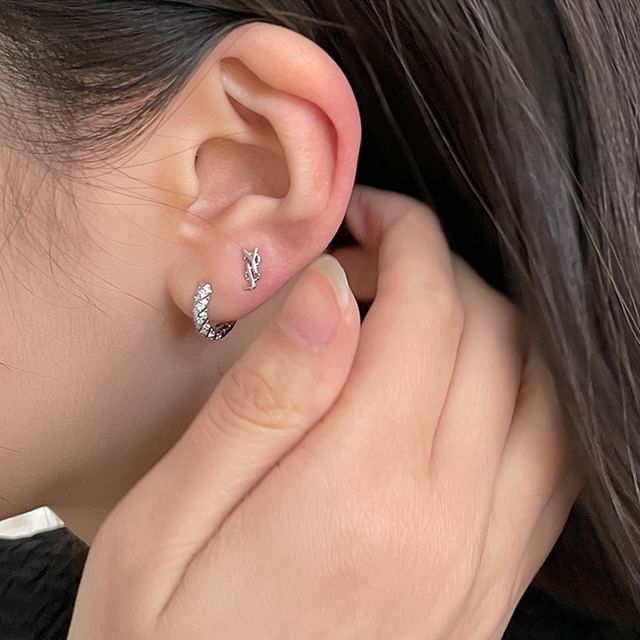 Panda Dama-Rhinestone Alloy Huggie Earring