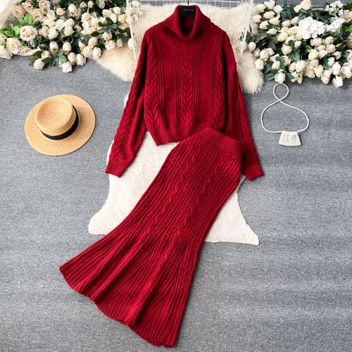 turtleneck mermaid maxi dress