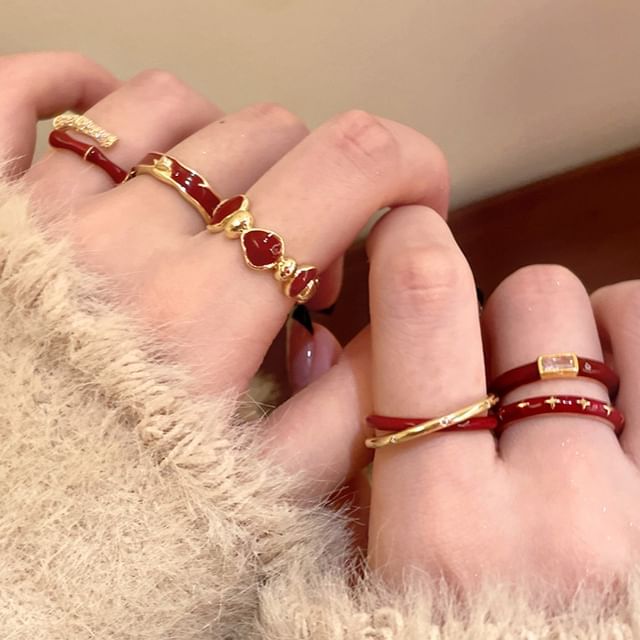 Wandoli-Glitter Alloy Open Ring Various Designs