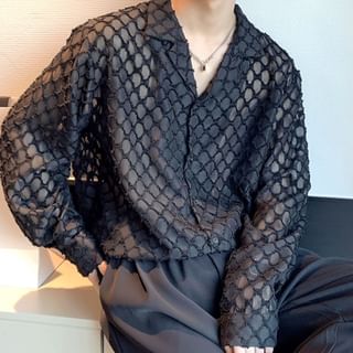Urtishia-Long-Sleeve Plain Fringed Shirt