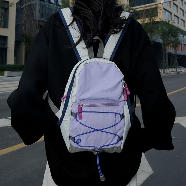 SUNMAN-Drawstring Panel Nylon Backpack