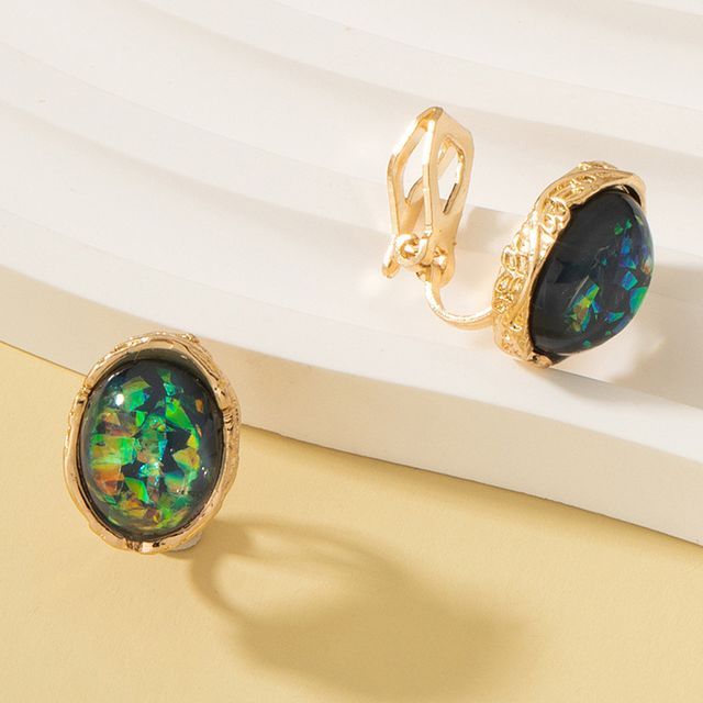 Gemsha-Gemstone Stud Clip-On Earring
