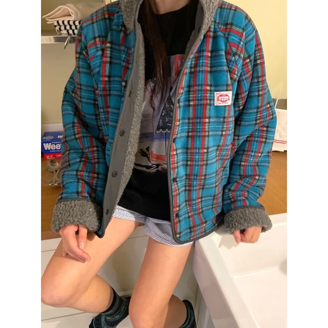 SeoulPop-Two-Way Fleece Button-Up Jacket