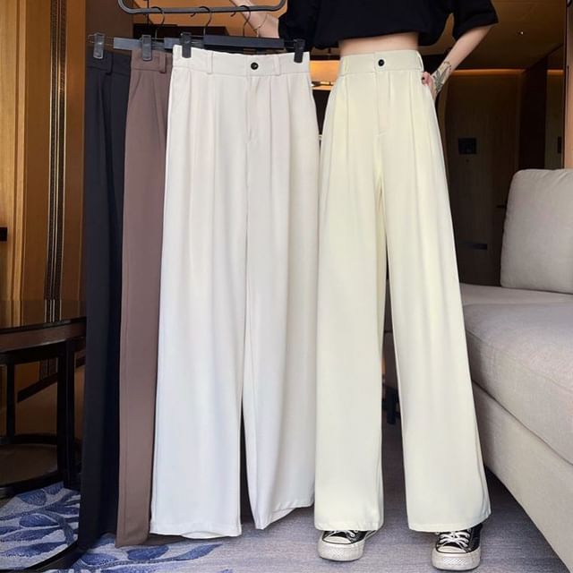 Sisyphi-High Rise Plain Wide Leg Suit Pants