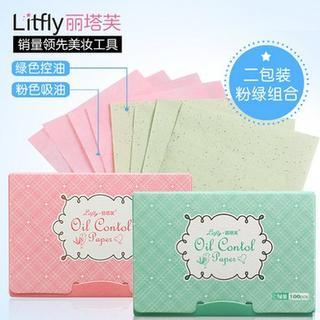 Litfly あぶらとり紙 緑茶 あぶらとり紙 オリジナルピンク 100枚 100枚 Yesstyle