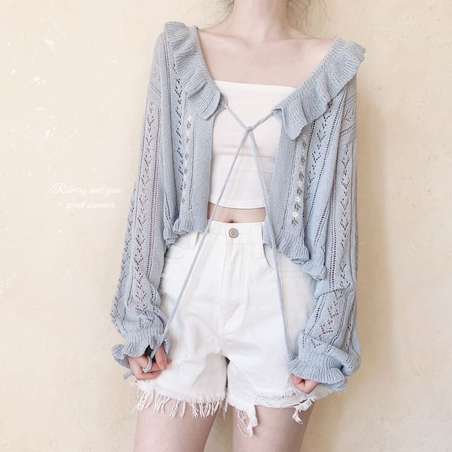 Glotto-Ruffle Eyelet Cardigan Camisole Various Design