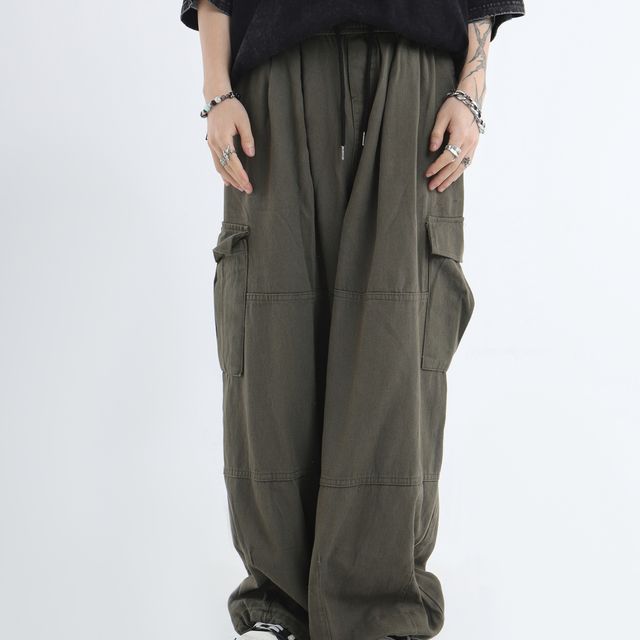 INStudio-Wide Leg Cargo Pants