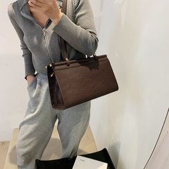 FAYLE - Plain Faux Leather Shoulder Bag FAYLE - Plain Faux Leather Shoulder Bag