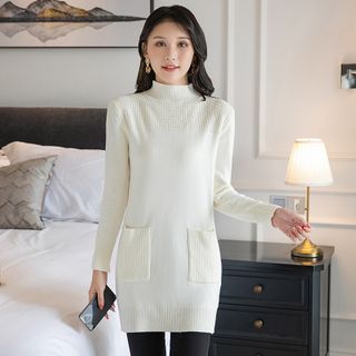 Geuleom - Mock-Turtleneck Mini Sweater Dress | YesStyle