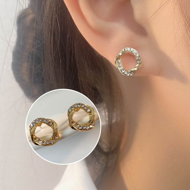 Betsuno-Rhinestone Stud Earring