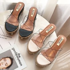 KICKOFF - 透明厚底船跟凉拖 KICKOFF - 透明厚底船跟凉拖