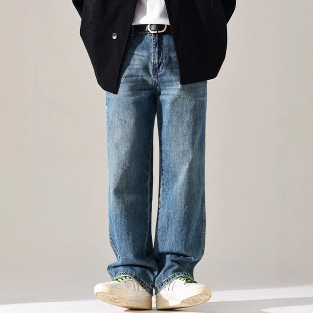 Nataro-Mid Rise Washed Wide Leg Jeans