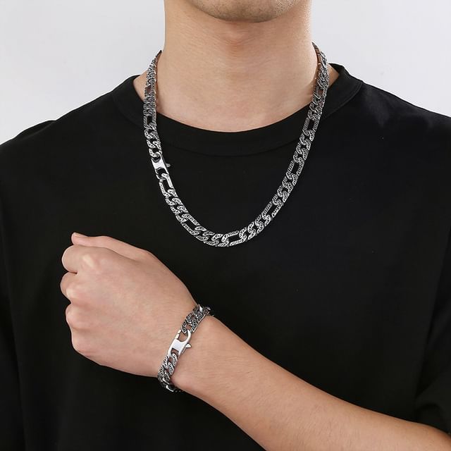 Tenri-Debossed Chained Bracelet Necklace