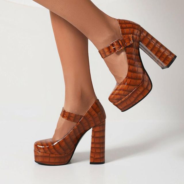 Freesia Platform Block Heel Mary Jane Pumps YesStyle