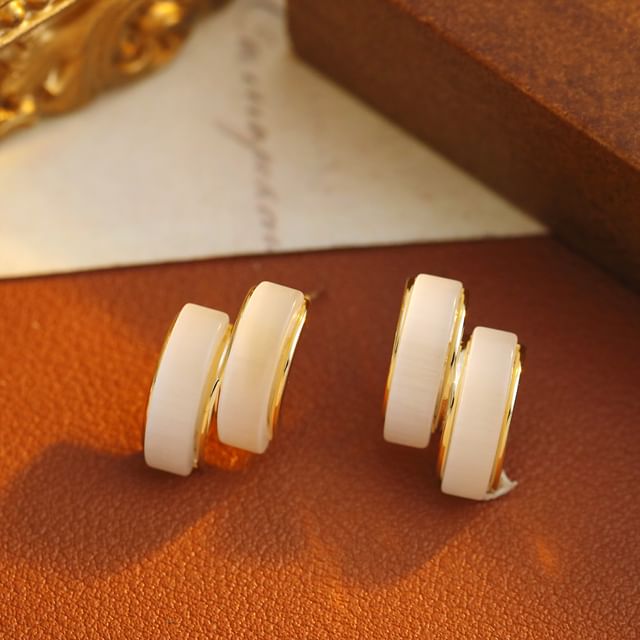 Forainer-925 Sterling Silver Faux Gemstone Layered Stud Earring