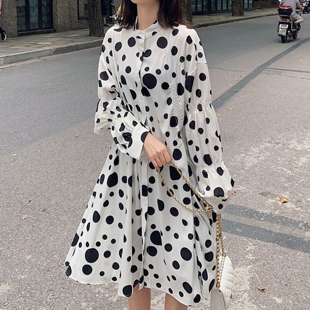 HUNNY - Maternity Puff-Sleeve Cow Print A-Line Dress | YesStyle