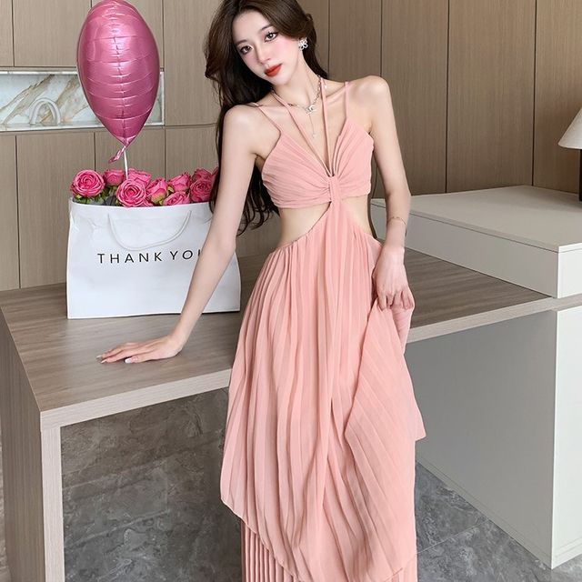 Princess Road - Strappy Plain Maxi A-Line Dress | YesStyle