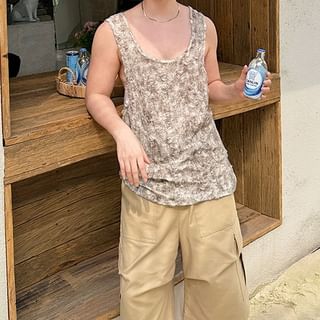 Omozando-Tie-Dyed Knit Tank Top