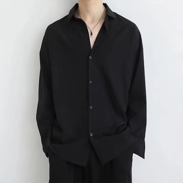 Acrius-Long-Sleeve Plain Shirt