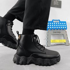 Tanzanite - Platform Lace-Up Short Boots