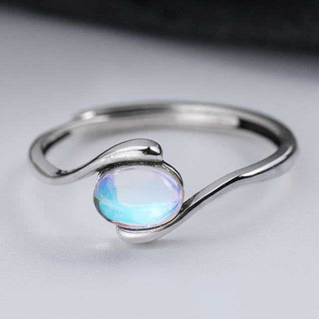 A-ROCH-925 Sterling Silver Gemstone Wavy Ring