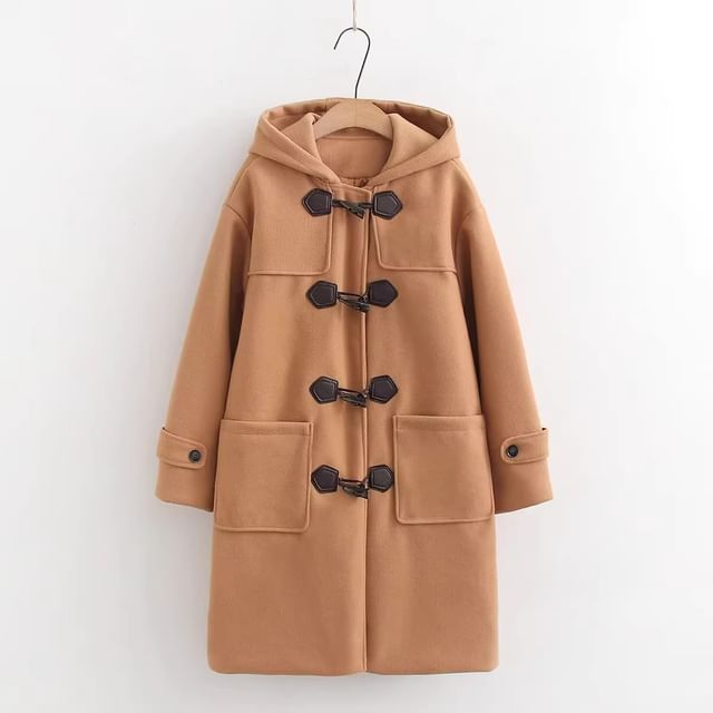 【2plan】Free Raccoon Hood Duffle Coat unisex duffle coat black - malen | 60% - Asian Fashion