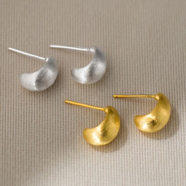 A-ROCH-925 Sterling Silver Brushed Open Hoop Earring