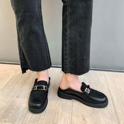 锦洋鞋业 - 仿麂皮拼接厚底乐福鞋 锦洋鞋业 - 仿麂皮拼接厚底乐福鞋
