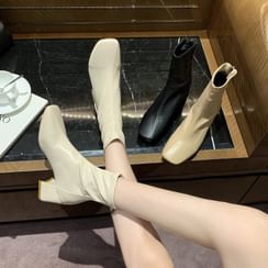 hunigala(フニガラ) - Block-Heel Square Toe Ankle Boots
