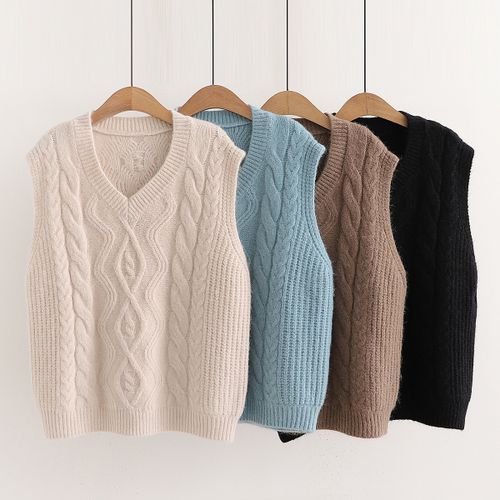 Mori Girls - Cable-Knit Sweater Vest | YesStyle