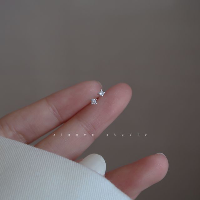 Dashiro-Rhinestone Sterling Silver Stud Earring