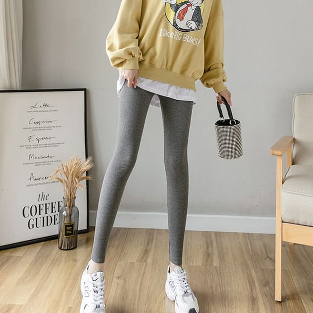 Everose-High Waist Plain Leggings
