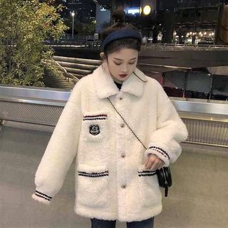 embroidered shearling coat