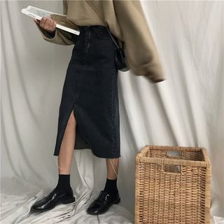 monroll - Denim Midi Skirt | YesStyle