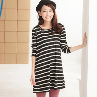 striped long sleeve t shirt dress