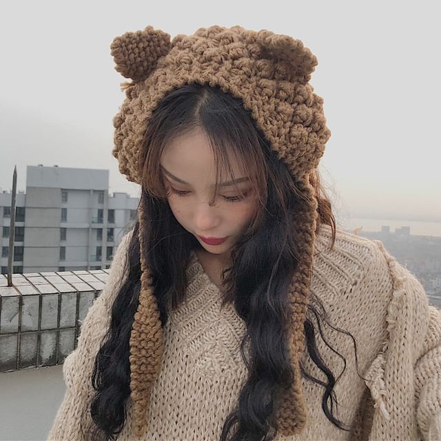 Cat Ear Knit Bonnet Hat