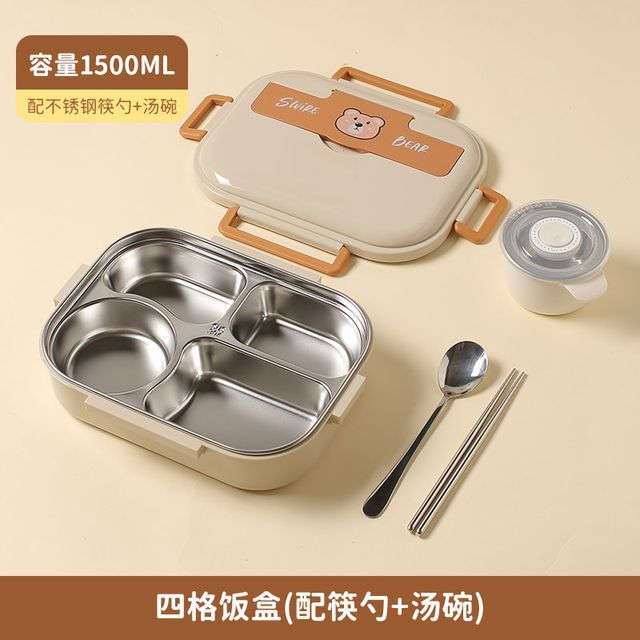 Kawa Simaya - Set: Stainless Steel Divided Lunch Box + Spoon +