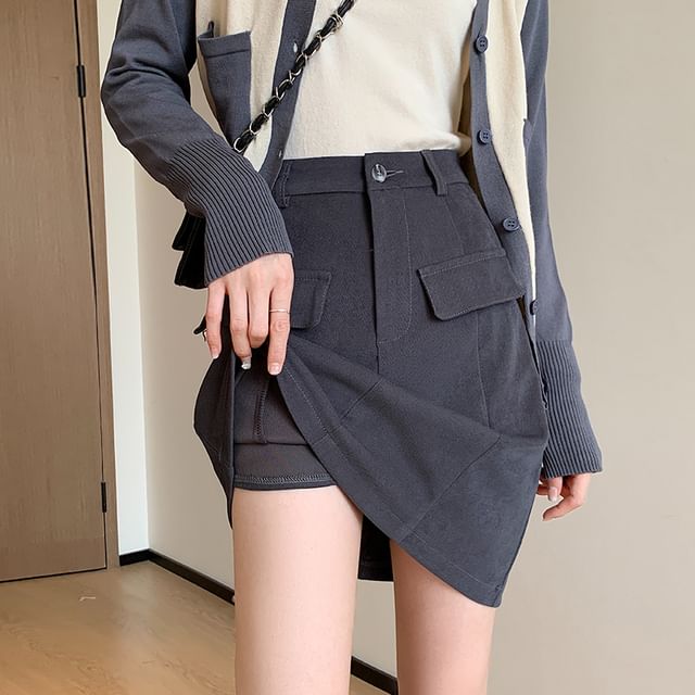 Dragan Pulse-High Waist Plain Mini Skort