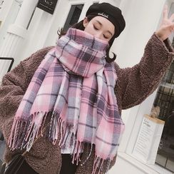 zitapompom - Plaid Fringe Scarf zitapompom - Plaid Fringe Scarf