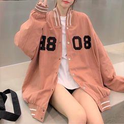 Mushini - Printed Baseball Jacket Mushini - Printed Baseball Jacket