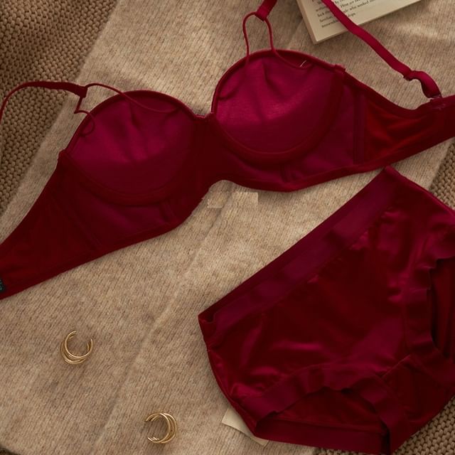HYG Lingerie-Set Plain Wireless Bra Panty