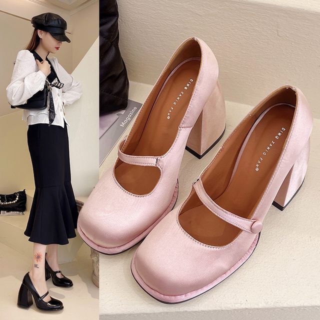 Vindler-Chunky Heel Mary Jane Shoes